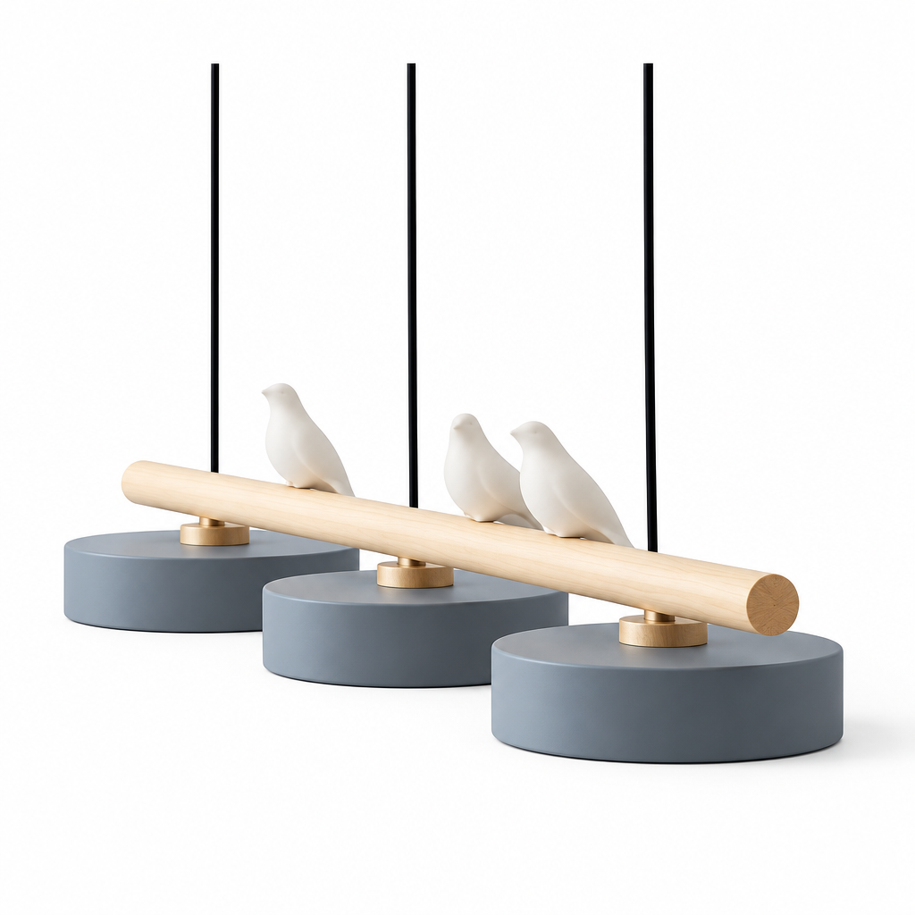 Suspension Design en Bois Alva, coloris gris