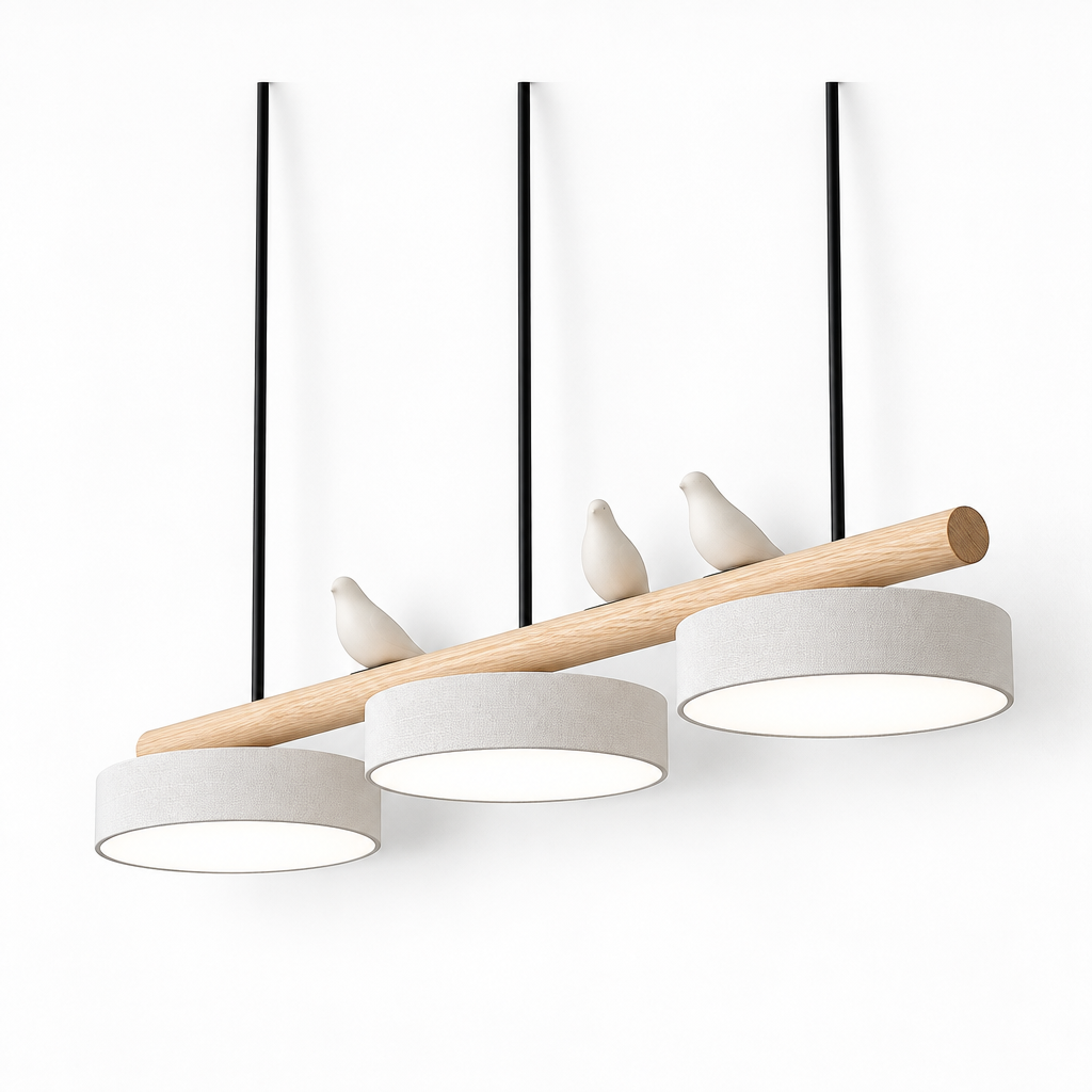 Suspension Design en Bois Alva, coloris blanc