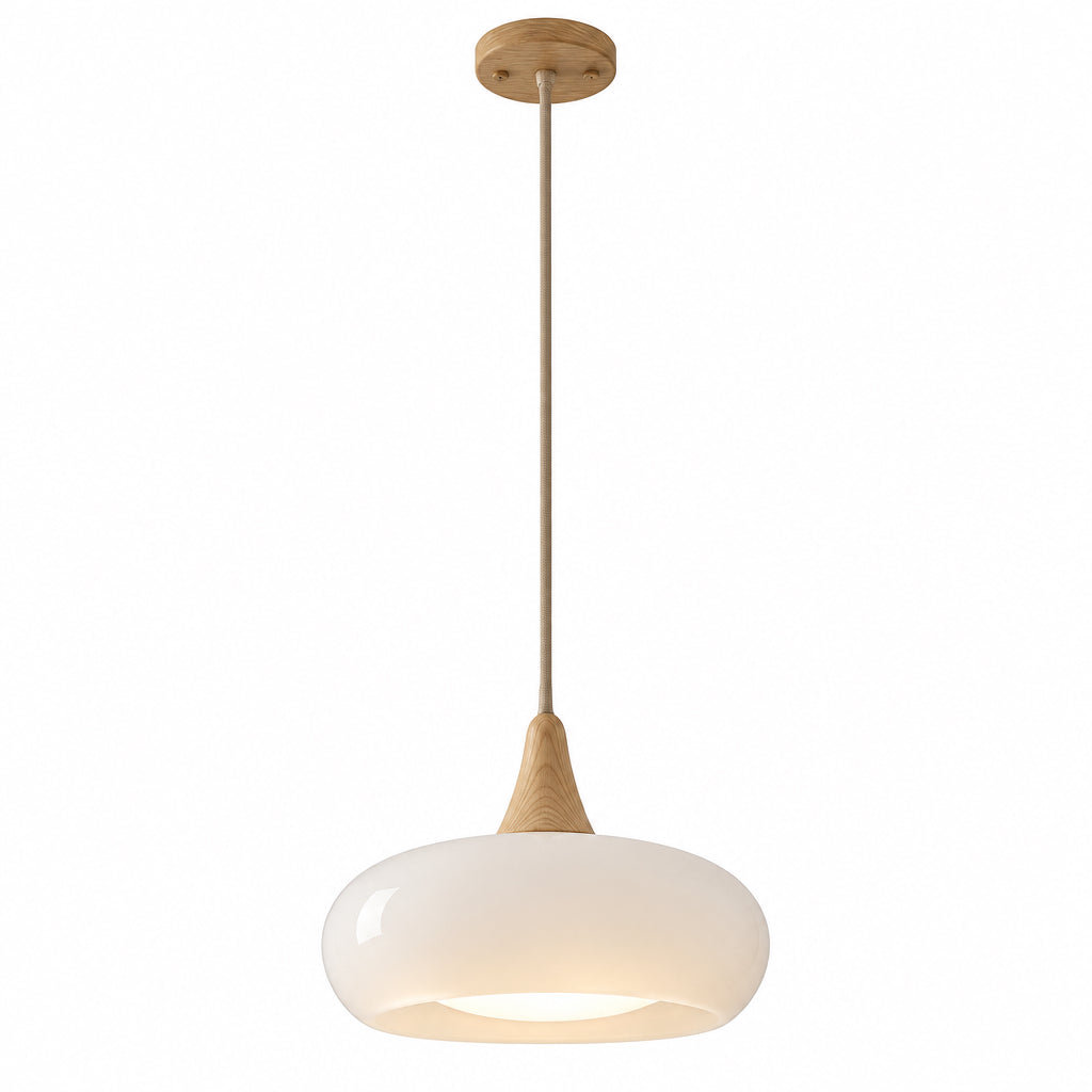 Suspension Design en Bois Luma, 1 lampe, blanc